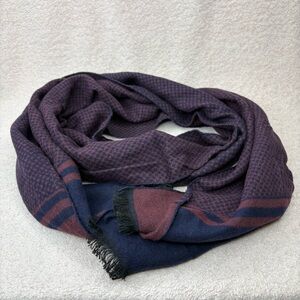 Handmade Men's Navy and Burgundy Patterned Scarf Classic Spring Winter Casual